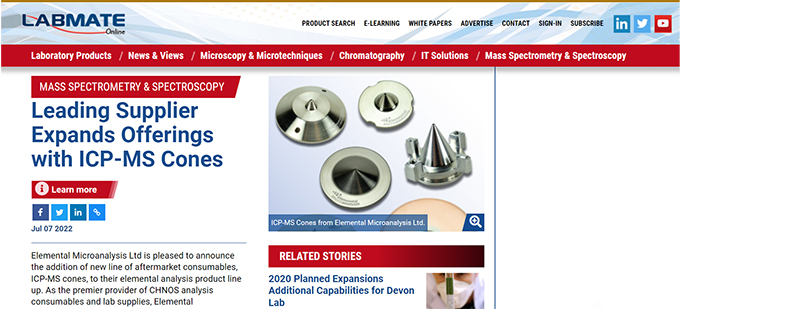 Elemental Microanalysis featured in Labmate